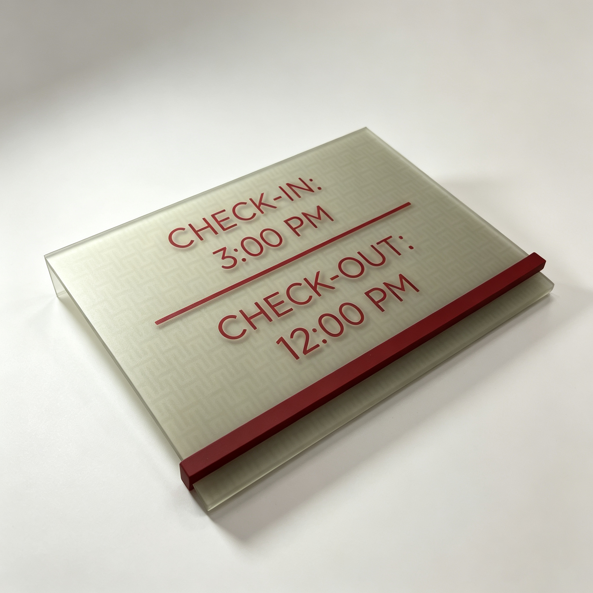 Acrylic Hotel Check‑in Check‑out Wall Sign, Facility Information Plaque