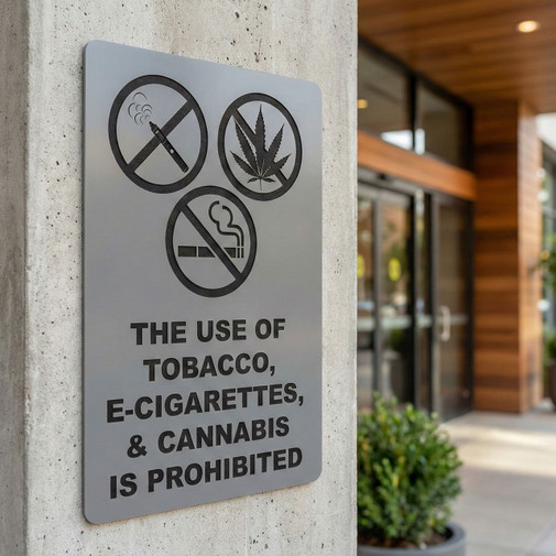 Rectangle Hotel Business Premise Notice Sign Prohibited Smoking Substance Wall Mount Plaque