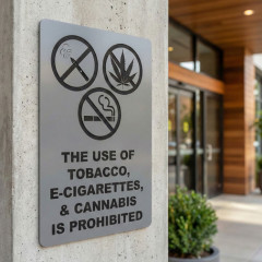 Rectangle Hotel Business Premise Notice Sign Prohibited Smoking Substance Wall Mount Plaque