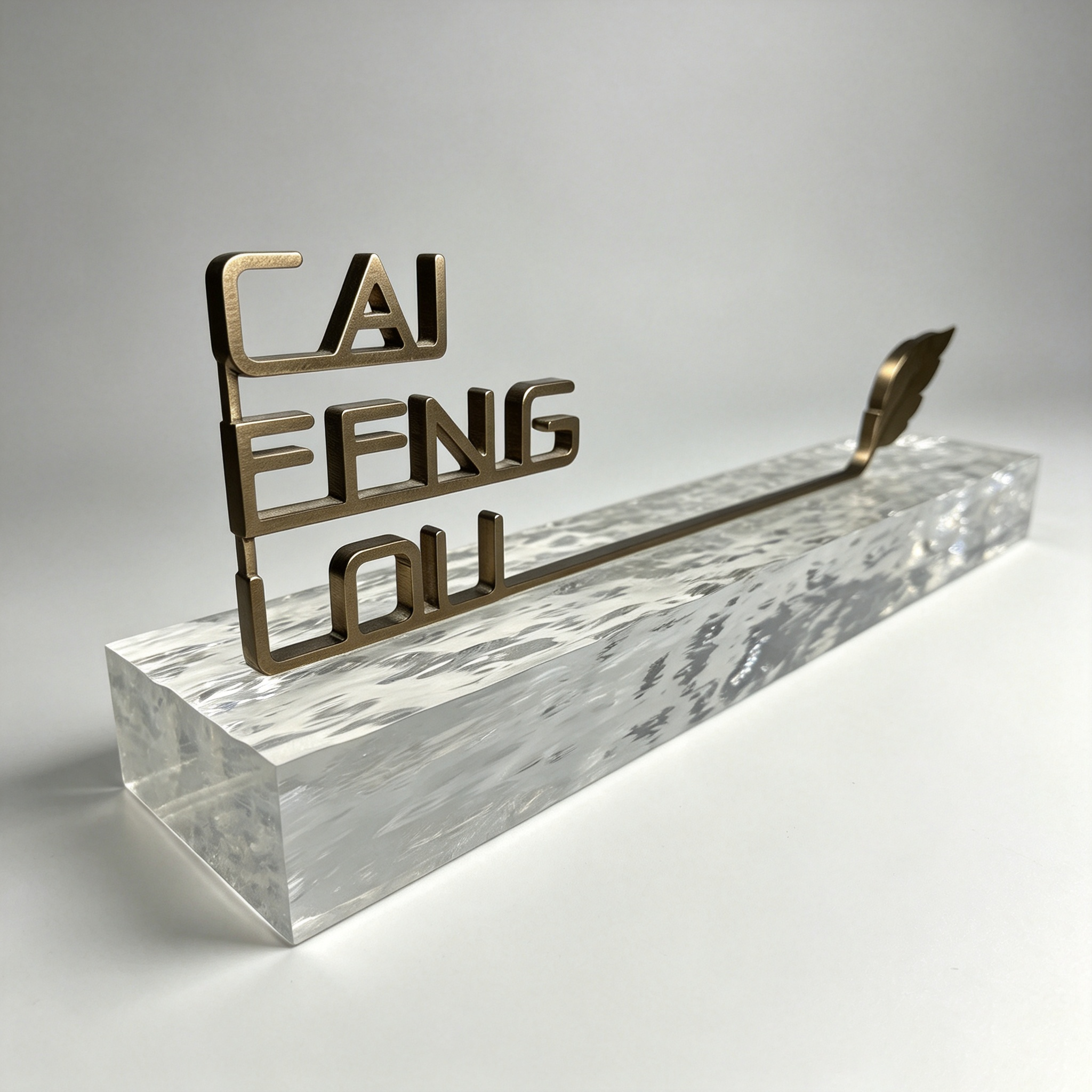 Table‑top Hotel Lobby Sign, Clear Textured Acrylic Base 3D Metal Name Plaque