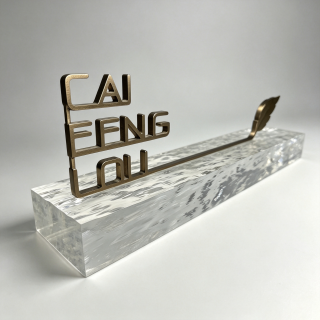 Table‑top Hotel Lobby Sign, Clear Textured Acrylic Base 3D Metal Name Plaque