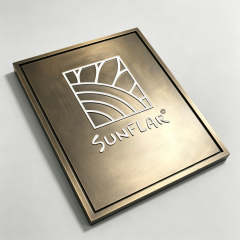 Square Antique Brass Embossed Brand Signage For Company Lobby