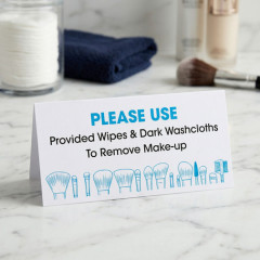 Guest Bathroom Counter Tent Plaque Hotel Room Reminder Notice Table Sign