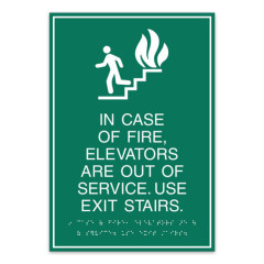 Hotel Building Exit Stairs Warning Plaque, Braille Safety Facility Wall Sign