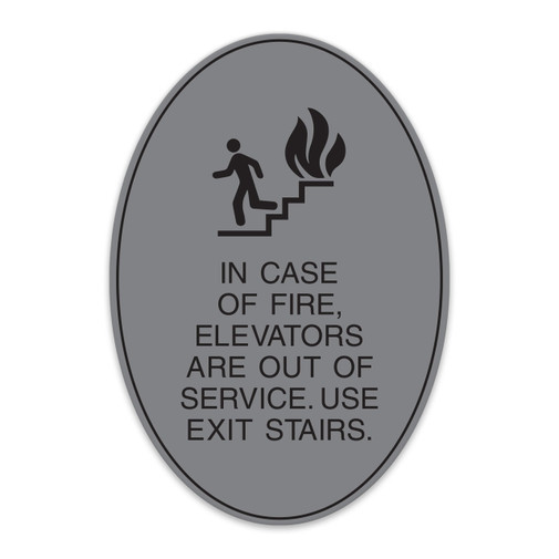 Oval Fire Warning Facility Plaque In Case Of Fire Use Exit Stairs Wall Sign