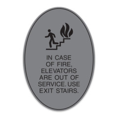 Oval Fire Warning Facility Plaque In Case Of Fire Use Exit Stairs Wall Sign