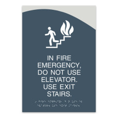 Vertical Braille Fire Warning Plaque In Case Of Fire Use Exit Stairs Facility Sign