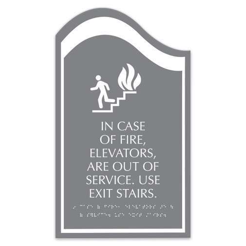 Ornamental Non‑Illuminated Fire Warning Plaque Elevator Out‑of‑Service Exit Stairs Sign