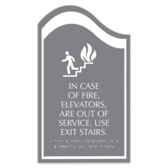 Ornamental Non‑Illuminated Fire Warning Plaque Elevator Out‑of‑Service Exit Stairs Sign