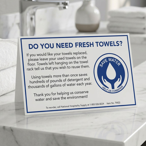 Eco‑Friendly Water Conservation Table Tent Plaque Guest Room Environmental Notice Sign