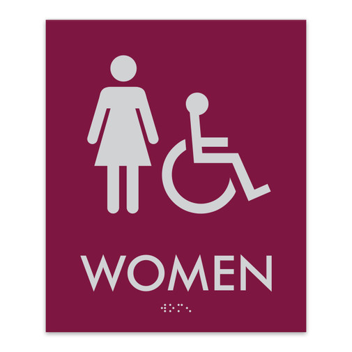 ADA Compliant Tactile Braille Restroom Sign for Commercial Office Building Wall Mount Signages