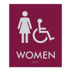 ADA Compliant Tactile Braille Restroom Sign for Commercial Office Building Wall Mount Signages