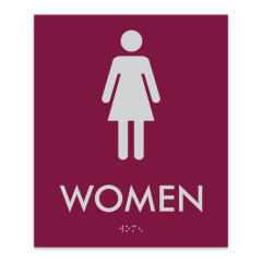 ADA Compliant Tactile Braille Restroom Sign for Commercial Office Building Wall Mount Signages