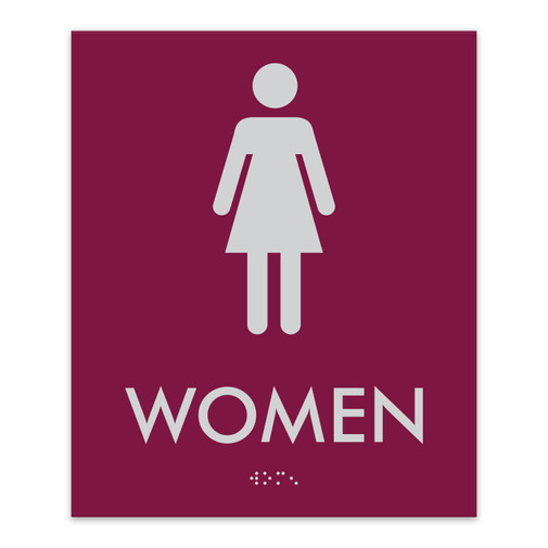 ADA Compliant Tactile Braille Restroom Sign for Commercial Office Building Wall Mount Signages