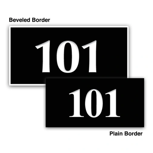 Hotel Engraved Room Number Signs Beveled & Plain Border