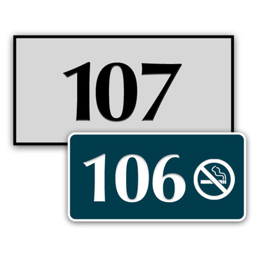 Hotel Engraved Room Number Signs Beveled & Plain Border
