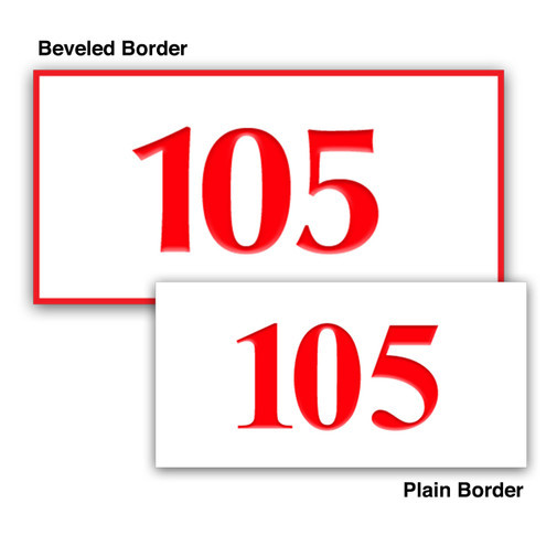 Hotel Engraved Room Number Signs Beveled & Plain Border