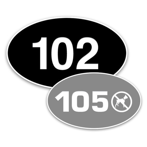 Oval Hotel Engraved Room Number Signs With Symbol Icons