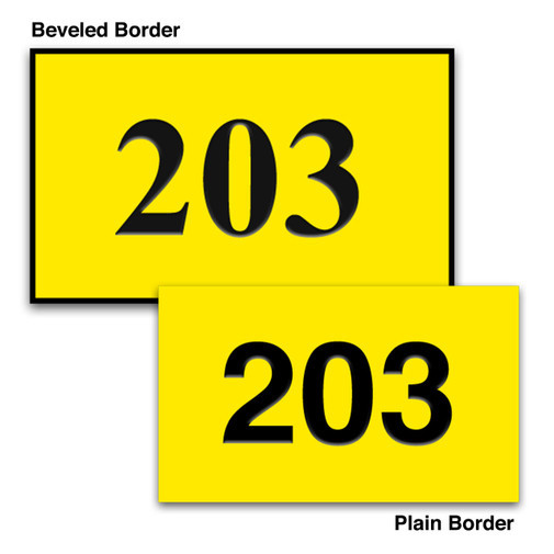 Hotel Engraved Room Number Signs Beveled & Plain Border