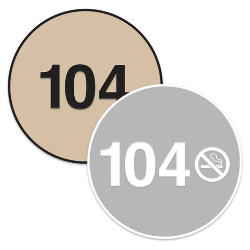 Oval Hotel Engraved Room Number Signs With Symbol Icons