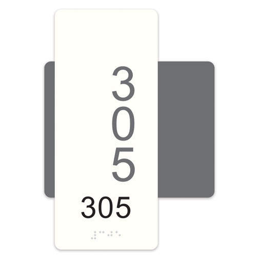 Stainless Steel Metal ADA Braille Apartment & Hotel Room Number Sign with No Smoking Optional