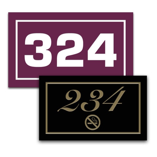 Hotel Engraved Room Number Signs Beveled & Plain Border