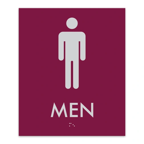 ADA Compliant Tactile Braille Restroom Sign for Commercial Office Building Wall Mount Signages