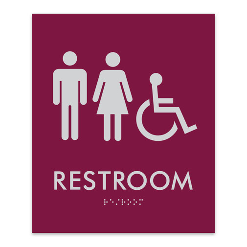 ADA Compliant Tactile Braille Restroom Sign for Commercial Office Building Wall Mount Signages