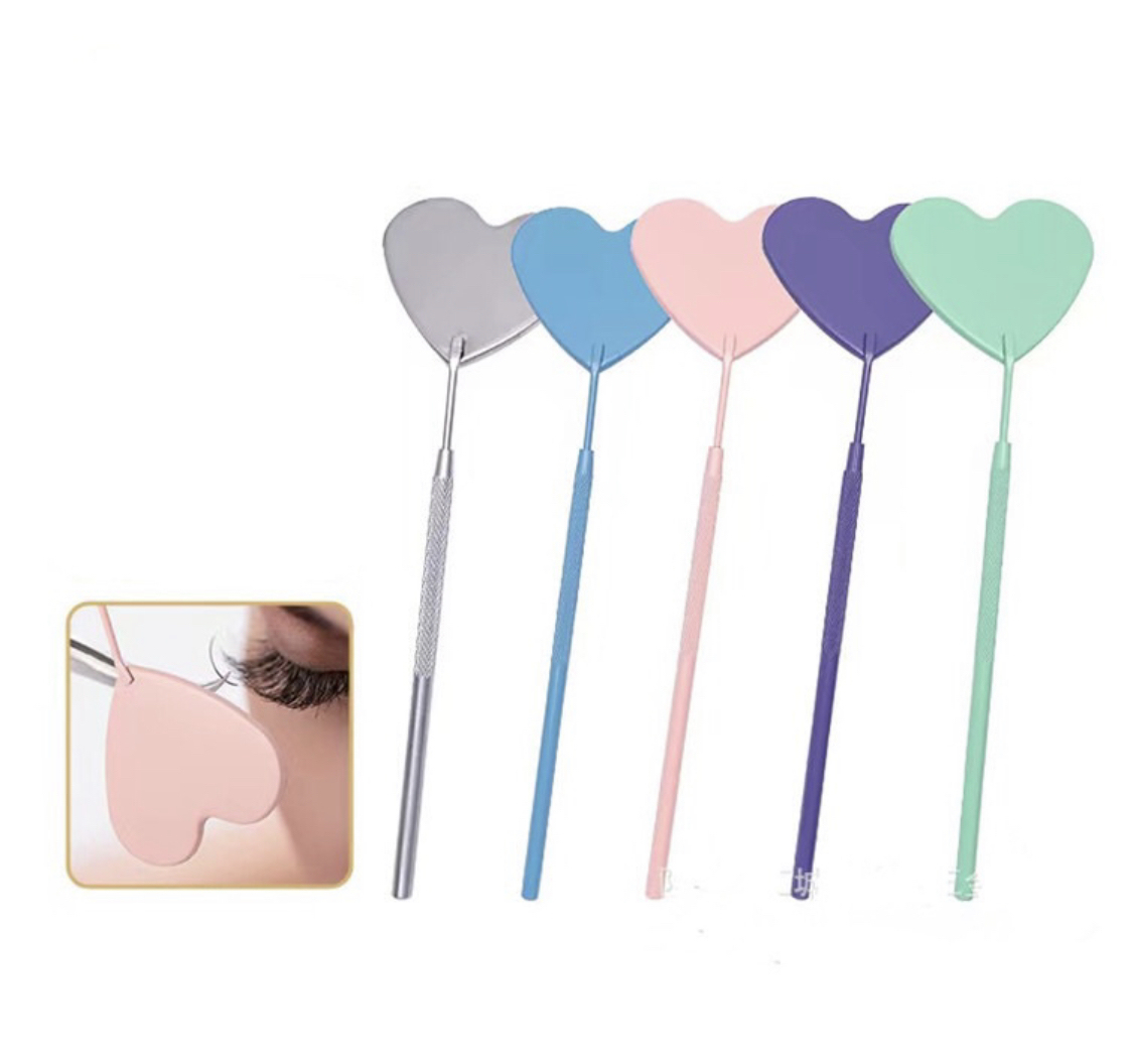 Espejo de extensión de pestañas con diseño de corazón (paquete con 12 pz)