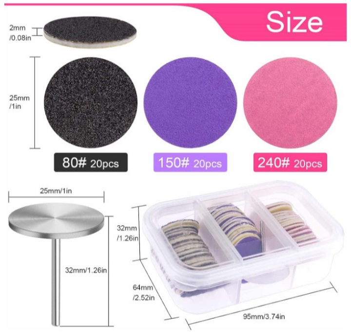 Repuestos para pulidor de pie/80# 150# 240#(cajita con 60 pz)