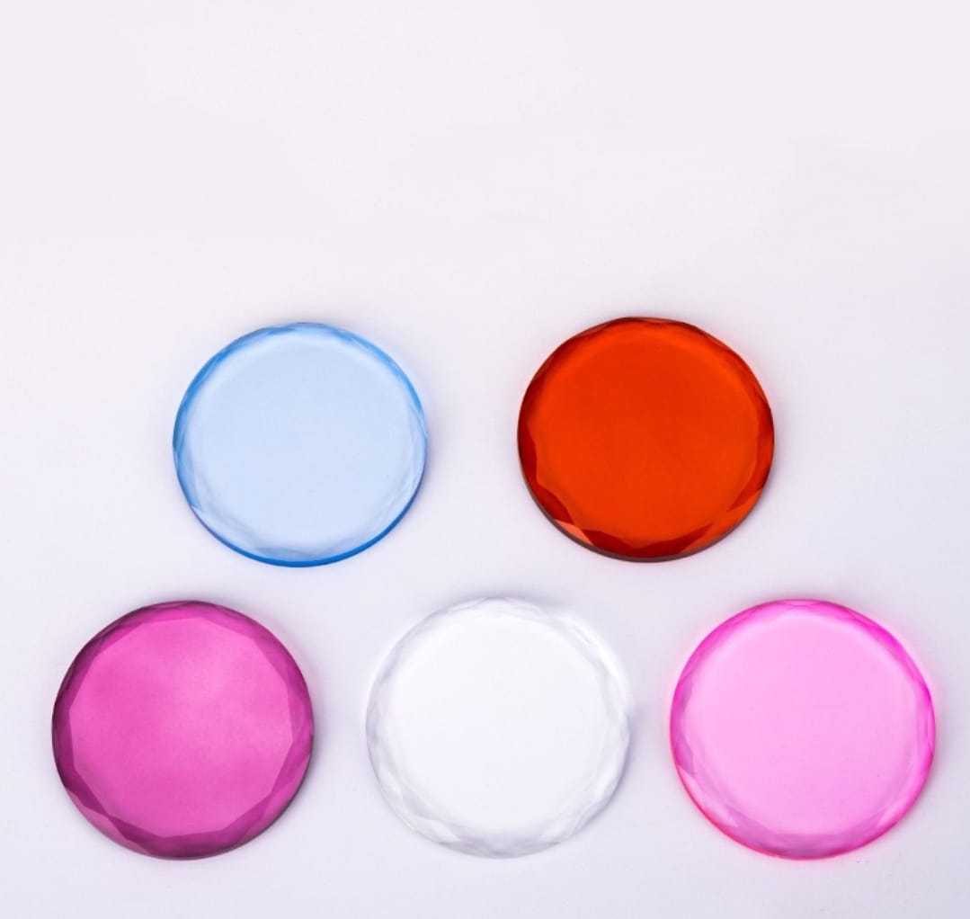 Soporte de cristal de colores para pegamento de extensión de la pestaña  / Paquete x10 piezas
