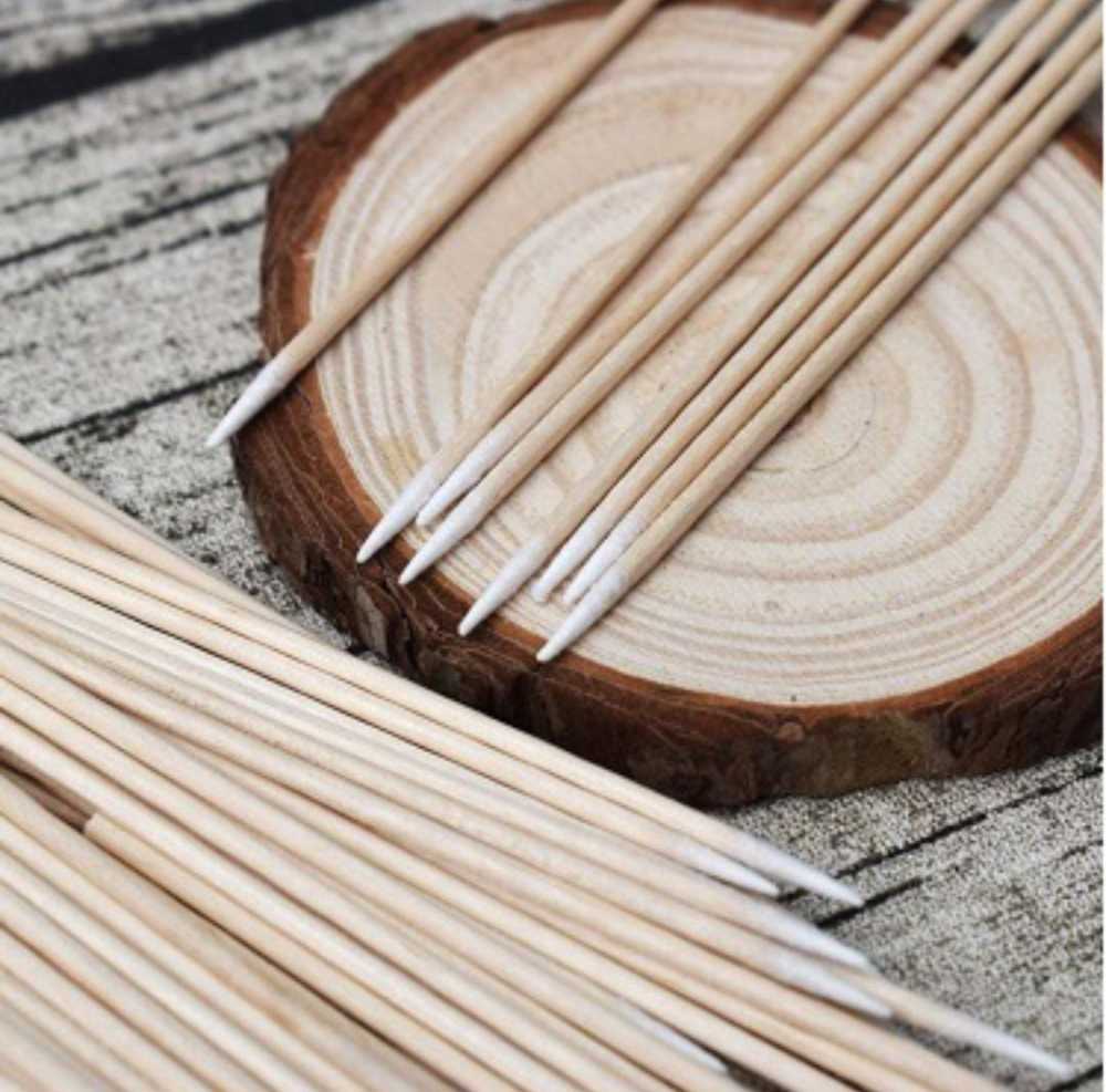 Herramientas de  extensión de pestañas Hisopos de algodón de madera desechable / Paquete de 20 bolsitas x100 piezas