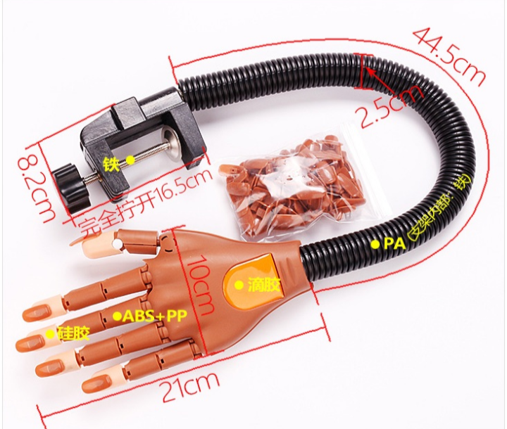Mano articulada práctica de uñas