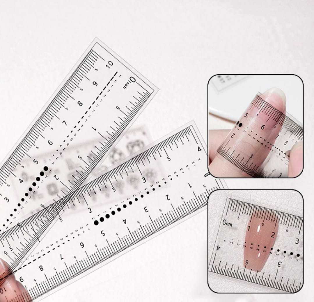 Regla medidora  flexibles  par uñas postizas / Paquete x12 piezas