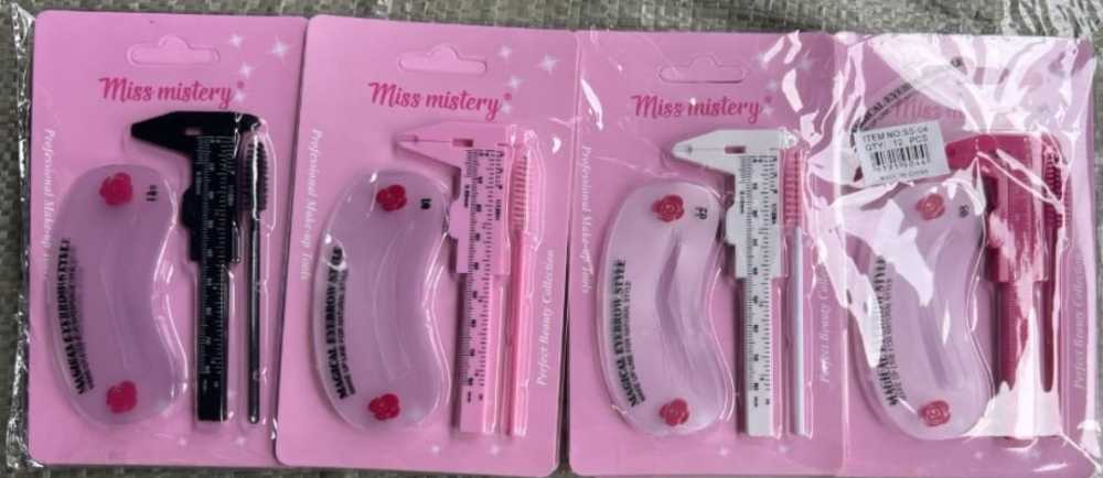 Kit para cejas plantillas + Medidor + Cepillo de diseño de cejas / Paquete x12 piezas