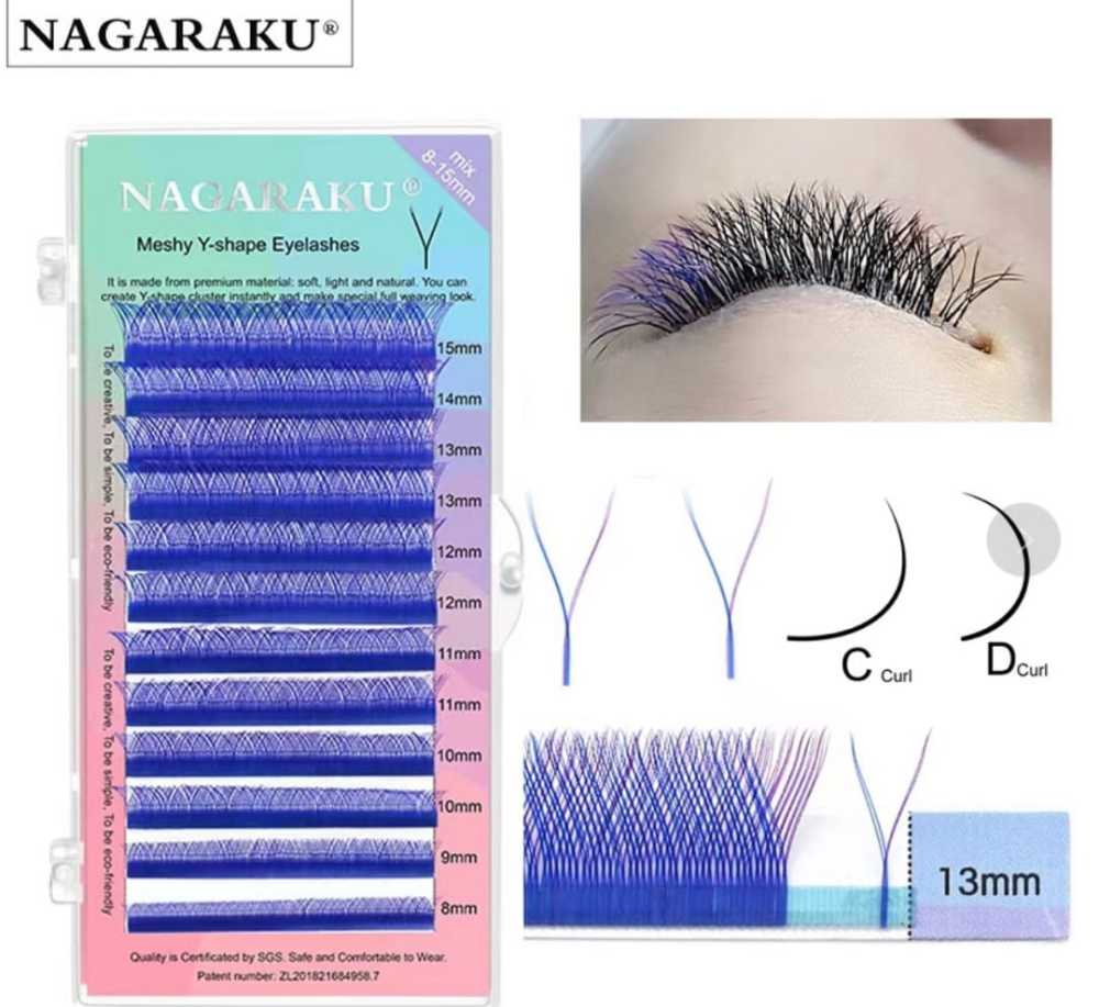 Blíster nagaraku "Y" Volumen Brasileiro - color azul / 0.07D MIX 8-15