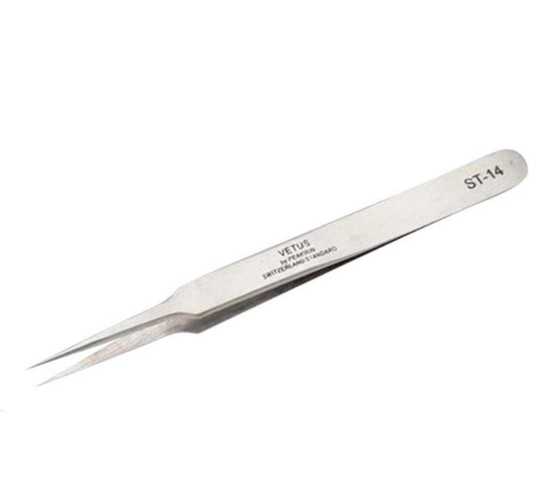 Pinza recta de excelente calidad, ideal para el aislamiento de pestañas