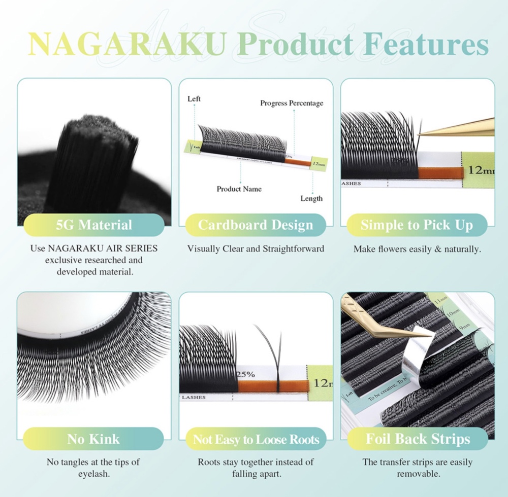 Extensiones de Pestañas YY Flying de NAGARAKU /0.07D 9-14MM