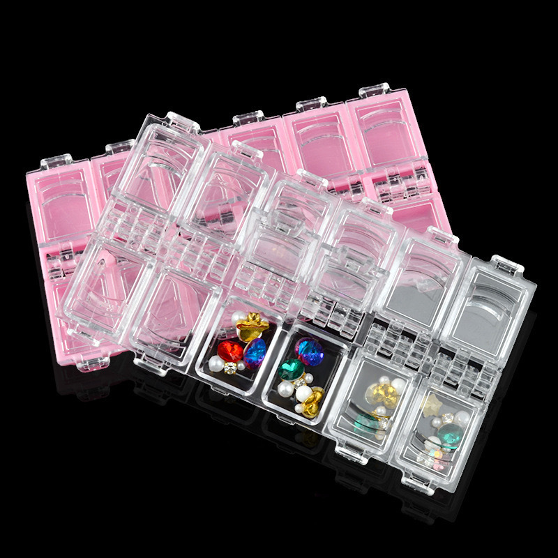 Caja Organizadora Transparente con Compartimentos Para Accesorios de Uñas/Paquete con 10 piezas