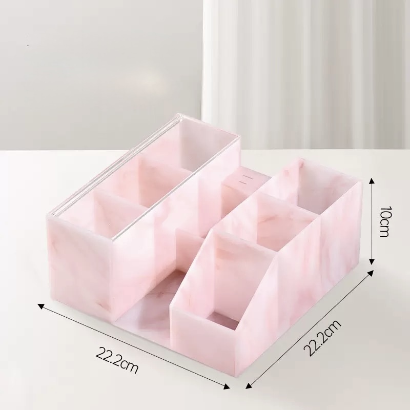 Organizador de Maquillaje y Uñas con Divisiones – Rosa