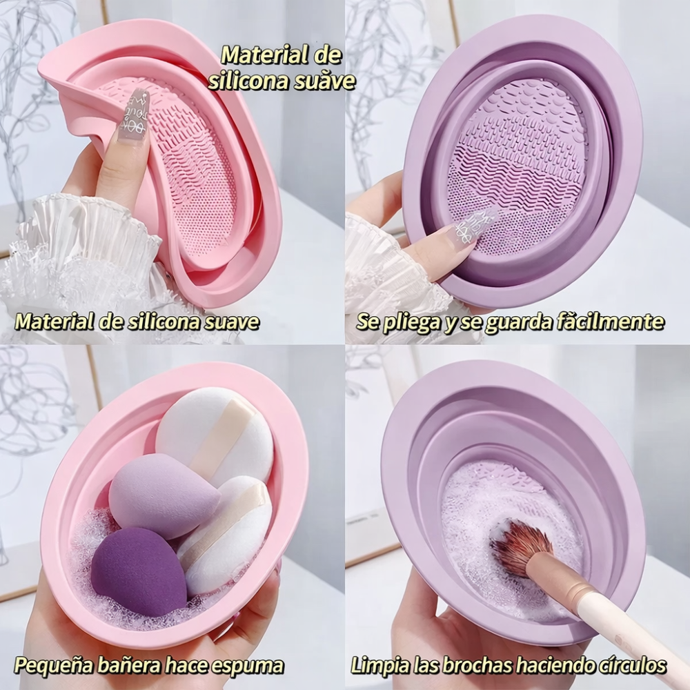 Tazón de Silicona Plegable para Limpieza de Brochas de Maquillaje /Paquete con 12 piezas