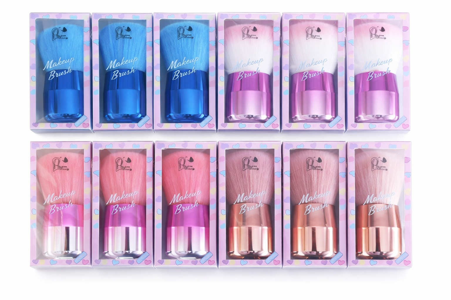Brocha de Maquillaje para Polvo y Base Profesional /Paquete con 12 piezas