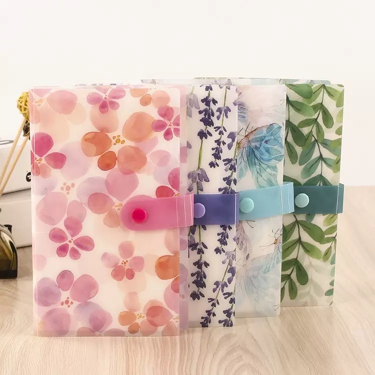 Tarjetero transparente multicapa 4 bolsillos con botón – organizador de tarjetas y mini tarjetas.