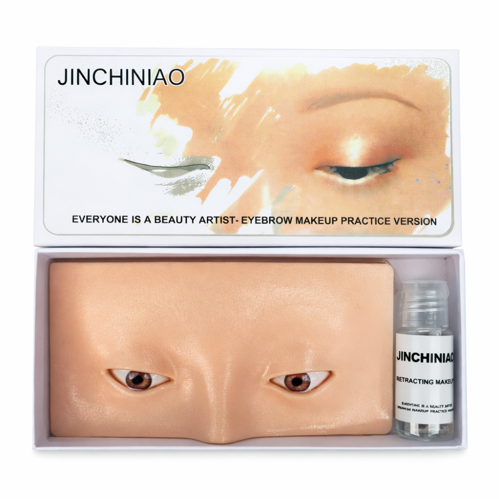 Kit de práctica para cejas y delineado, piel sintética 3D con ojos, entrenamiento maquillaje permanente