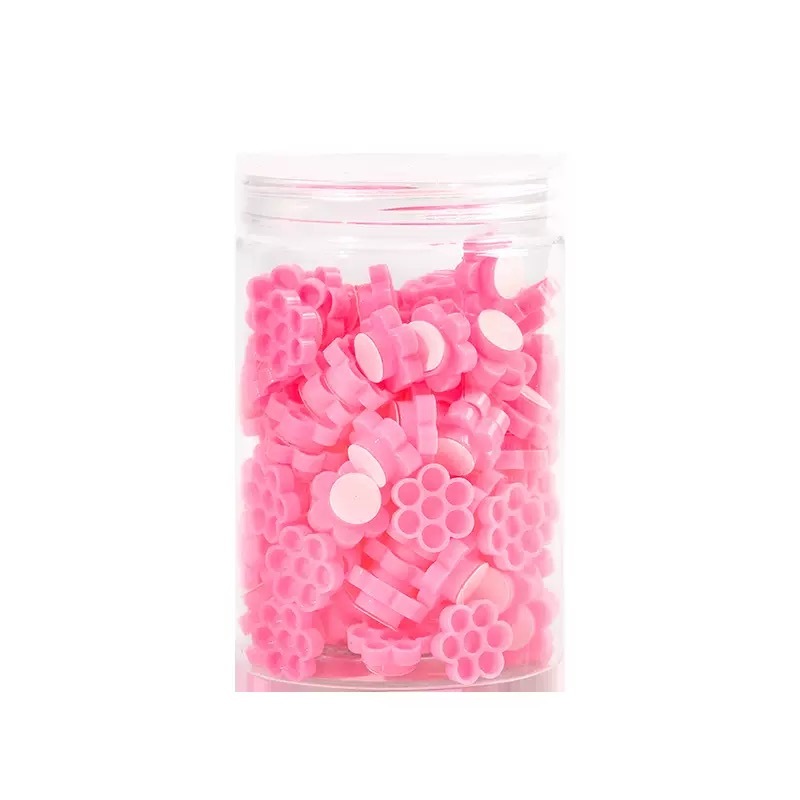 Anillo / soporte de pegamento para extensiones de pestañas en forma de flor /Paquete de 6 unidades /100 piezas por bote