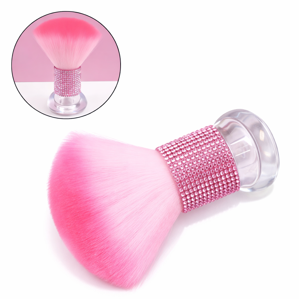 Brocha para polvo de uñas con cristales decorativos – Cepillo suave para manicura /Paquete con 6 piezas