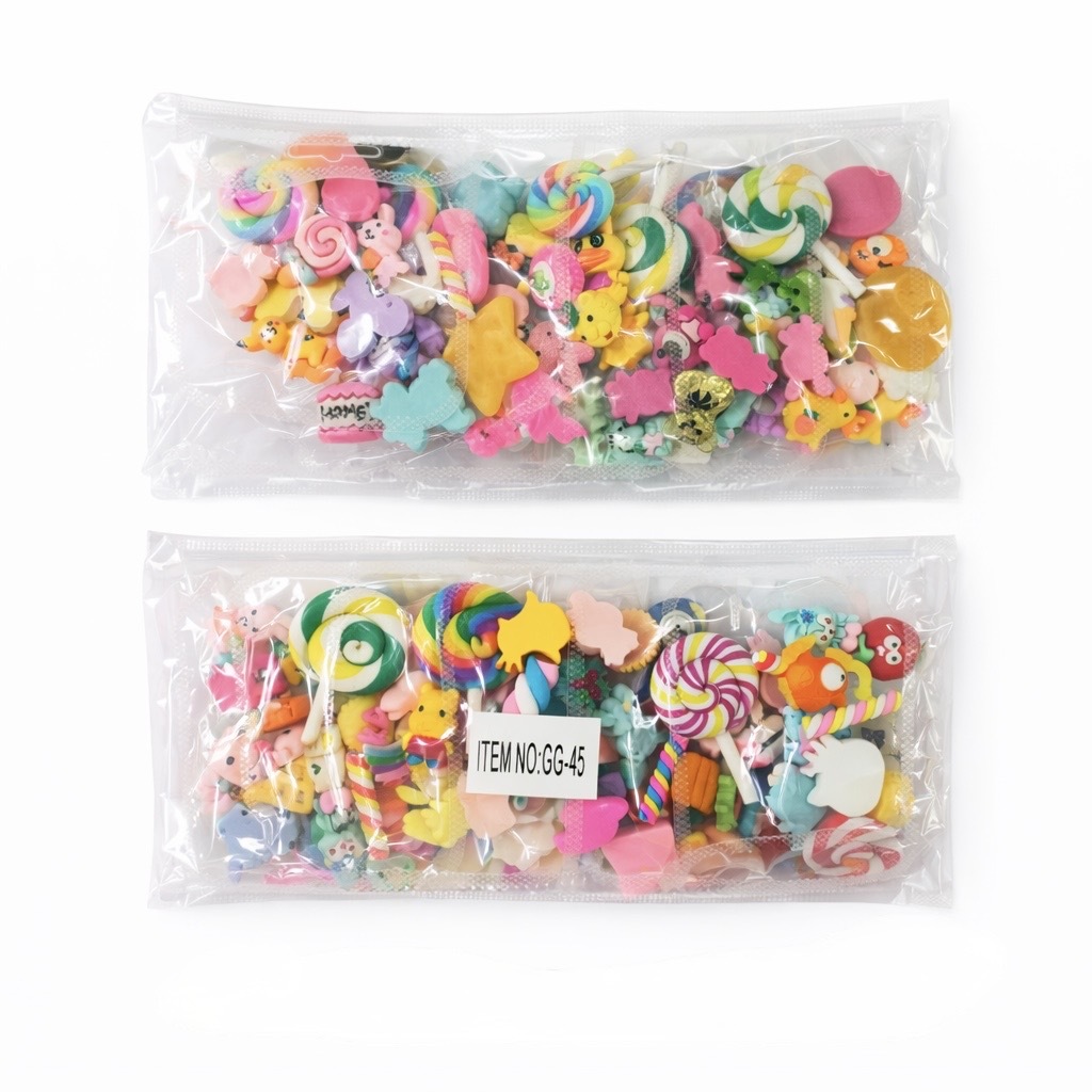 Set de decoraciones para uñas con figuras de dulces, caramelos y personajes – Accesorios 3D de resina /Paquete de 12 bolsas con 8 piezas