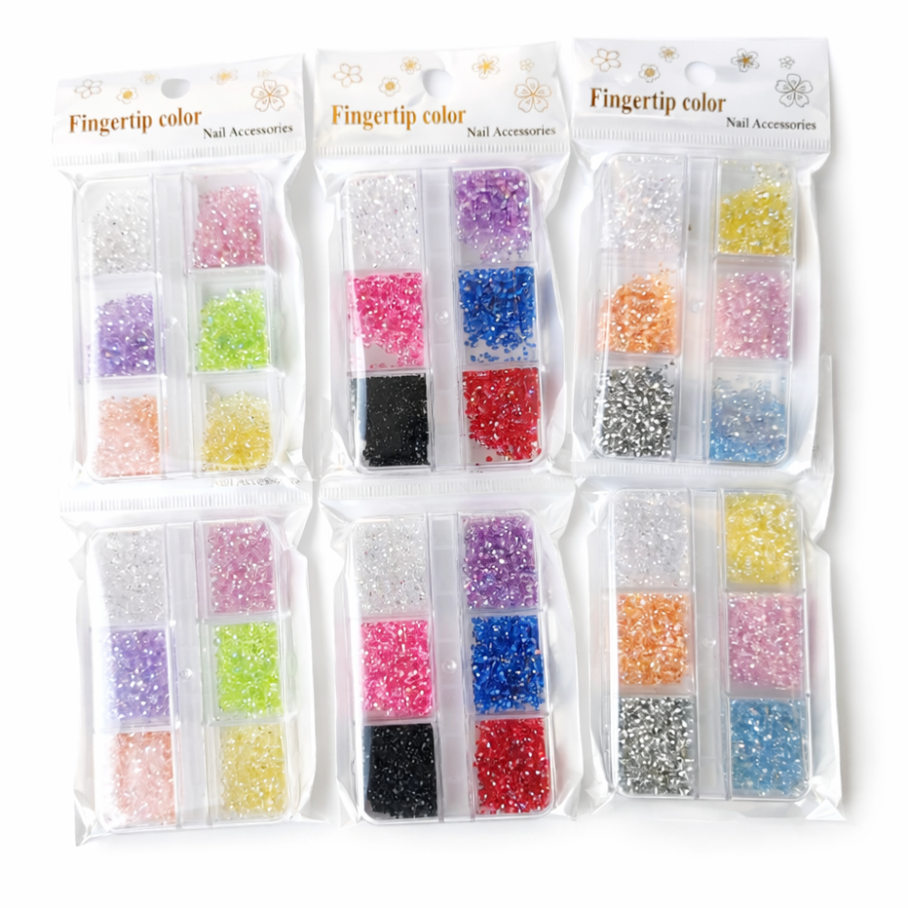 Decoración para uñas Set de cristales y glitter para manicure /Paquete con 12 piezas