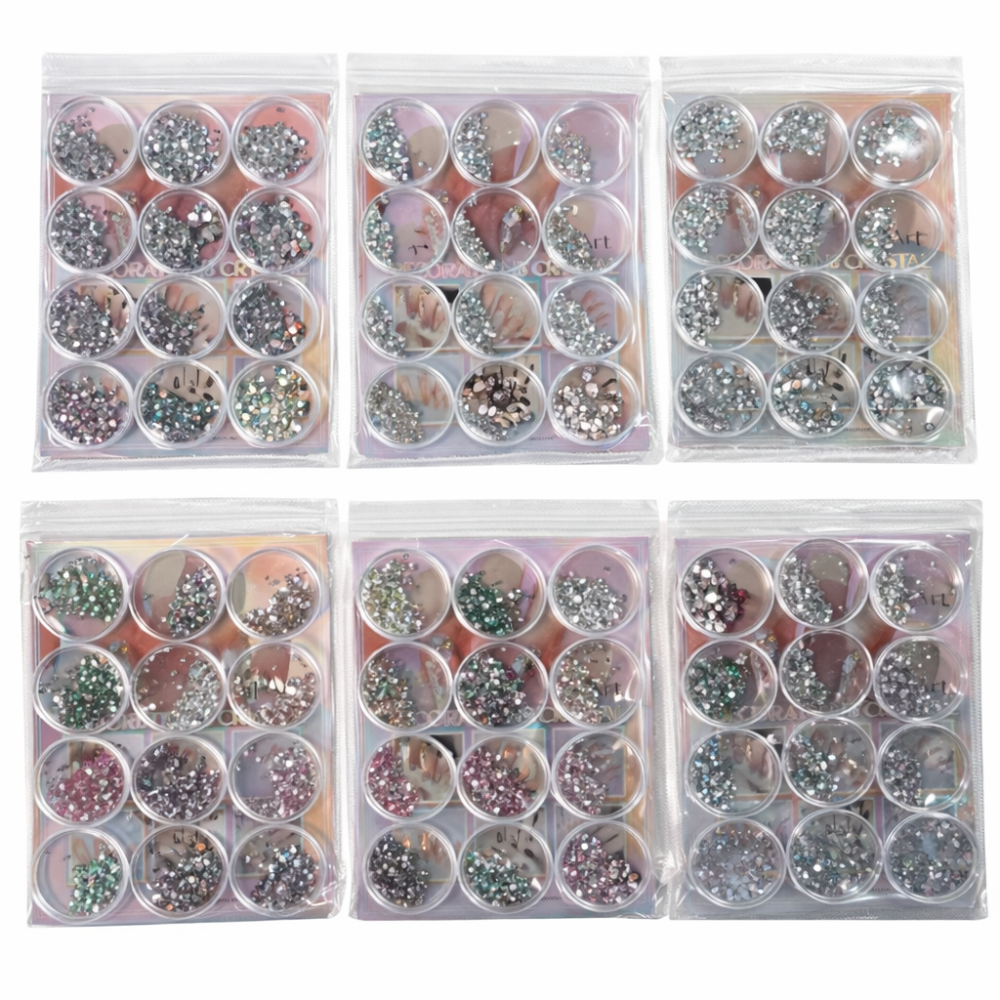 Kit Decoración Uñas Cristales Rhinestones Nail Art Set /Paquete con 12 piezas