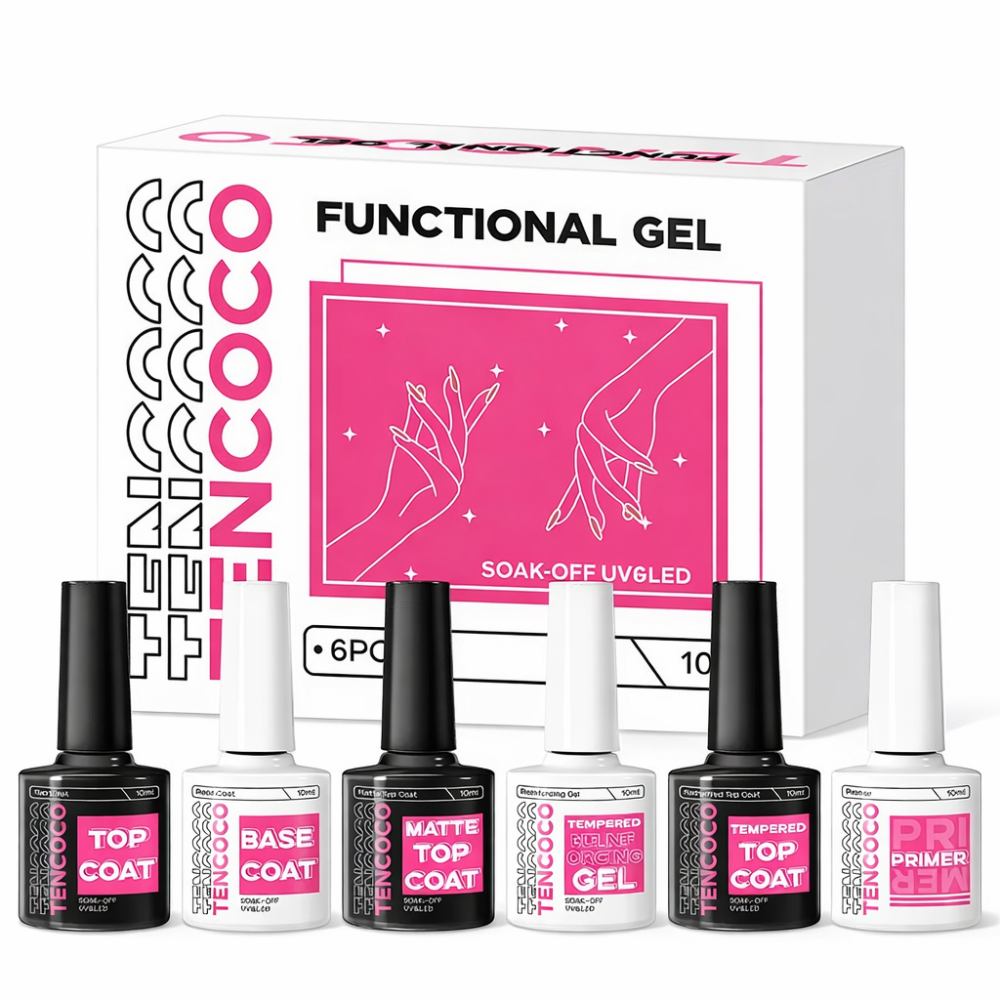 Set de Gel Funcional para Uñas (6 Piezas) – Brillo Duradero y Alta Adhesión /Caja con 6 piezas